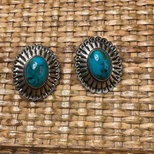 Turquoise and Silver Statement Earrings